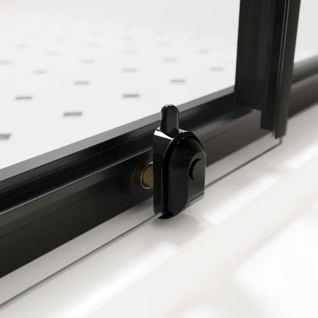 London Matt Black Grid 6mm Sliding Shower Door 1000mm