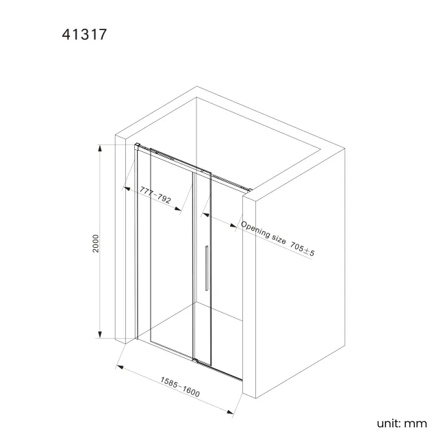 Lisbon Matt Black 8mm Soft-Closing Sliding Shower Door 1600mm