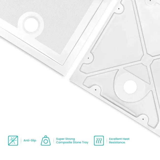 Doha Rectangular Gloss White Anti-slip Stone Shower Tray 1000x700mm
