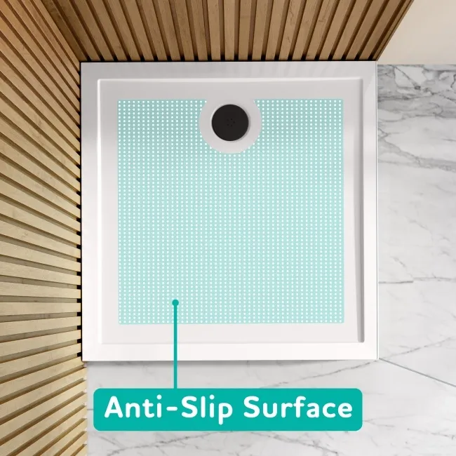 Doha Rectangular Gloss White Anti-slip Stone Shower Tray 1200x700mm
