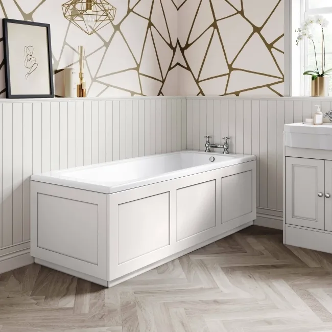 Traditional Cotton White Wooden Bath End Panel 680mm
