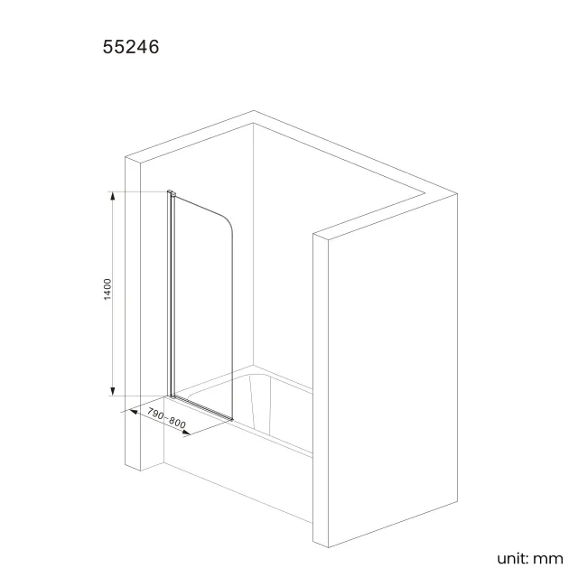 Linz Easy Clean 6mm Chrome Bath Screen - 800mm
