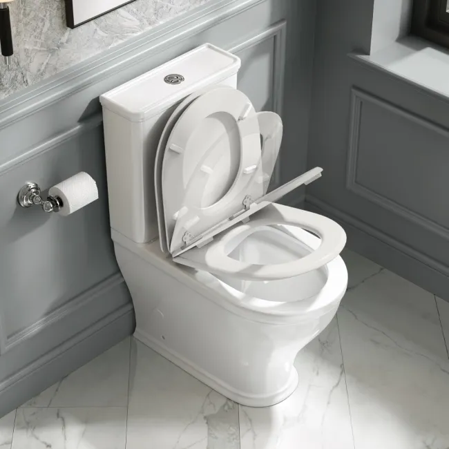 Kansas Traditional Cotton White Wooden Soft Close Seat
