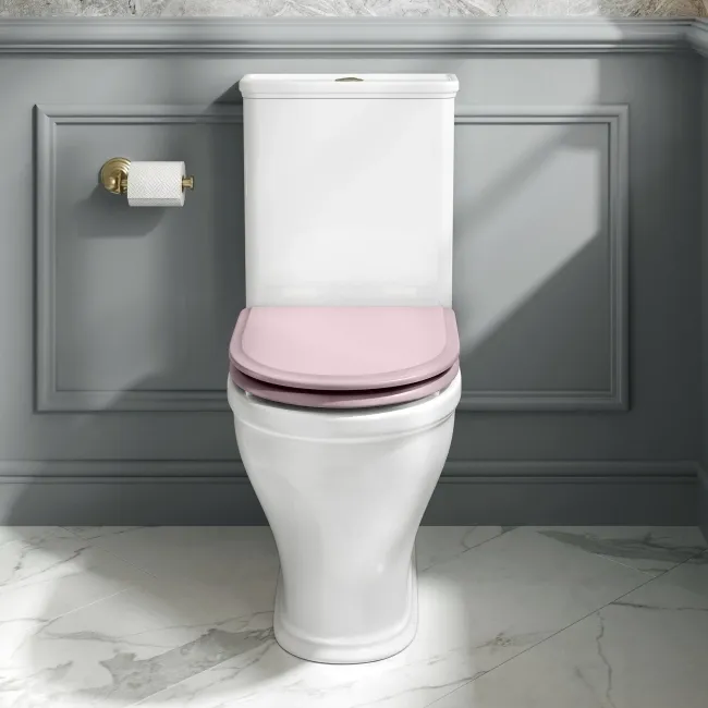 Kansas Traditional Cashmere Pink Wooden Soft Close Seat with Brushed Brass Hinges