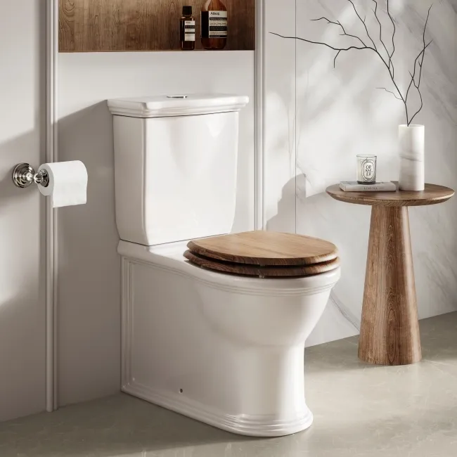Alma Traditional Oak Effect Wooden Soft Close Seat