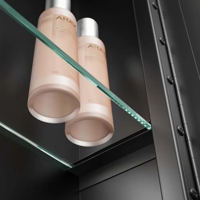 Olivia Battery Powered Black Framed Illuminated LED Mirror Cabinet 710x500mm