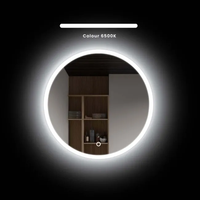 Mollie Brushed Brass Round Illuminated LED Mirror 500mm