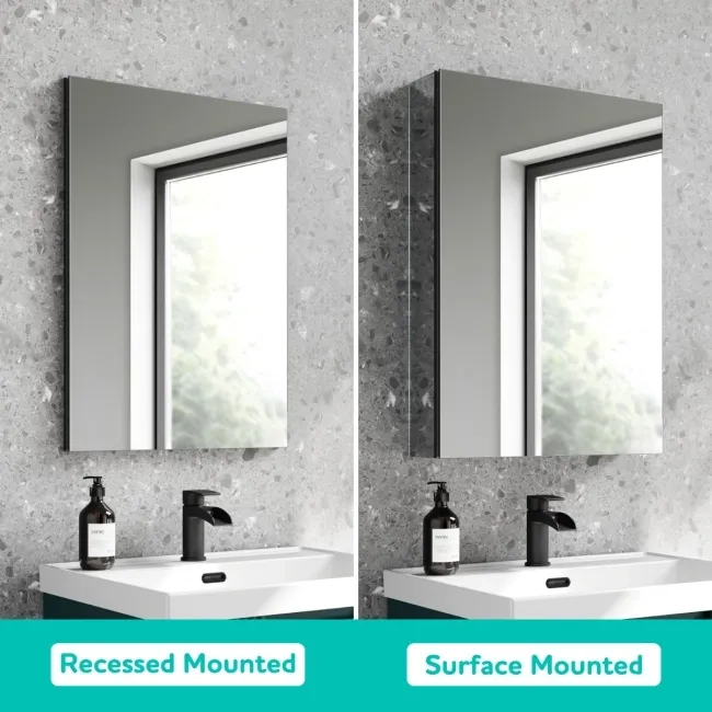 Esme Matt Black Recessed Mirror Cabinet 700x500mm
