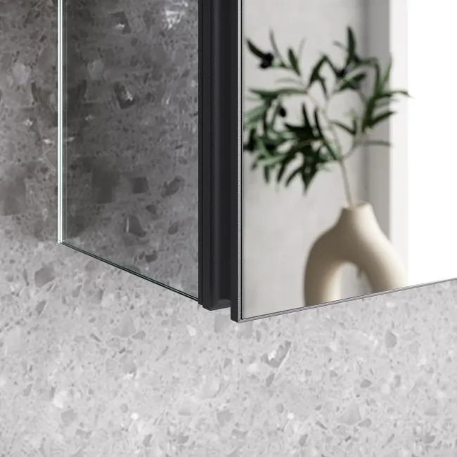 Esme Matt Black Recessed Mirror Cabinet 700x500mm