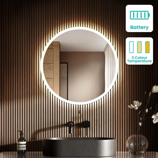 Grace Battery Powered Illuminated LED Mirror 600mm