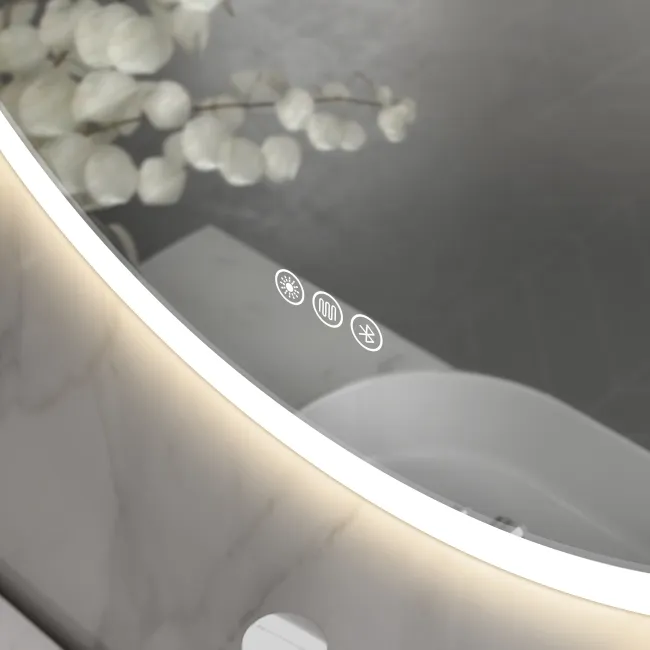 Grace Round Illuminated LED Mirror With BLUETOOTH Speaker 500mm