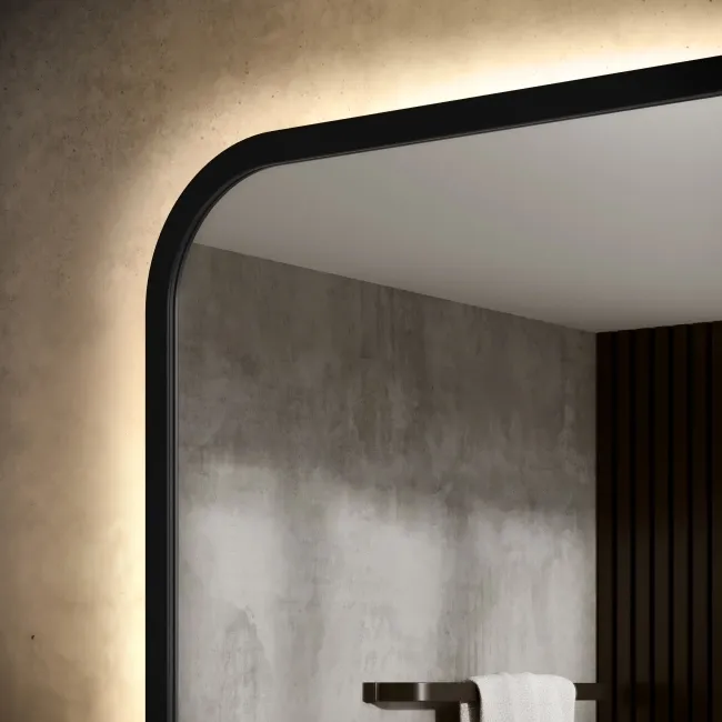 Mila Black Framed Backlit Illuminated LED Mirror With BLUETOOTH Speaker 600x1200mm