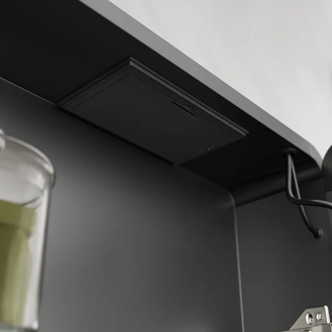 Aurora Battery Powered Matt Black Illuminated LED Mirror Cabinet 700x800mm