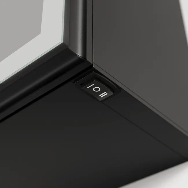 Esme Battery Powered Matt Black Illuminated LED Mirror Cabinet 600x450mm