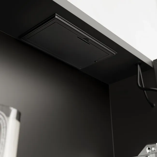 Esme Battery Powered Matt Black Illuminated LED Mirror Cabinet 700x500mm