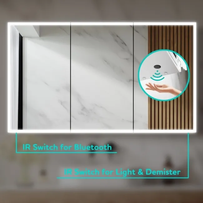 Willow Brushed Brass Illuminated LED Mirror Cabinet With BLUETOOTH Speaker & USB Port 700x1200mm