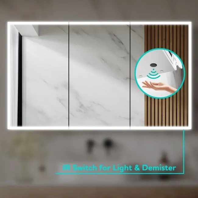 Margot Brushed Brass Illuminated LED Mirror Cabinet 700x500mm