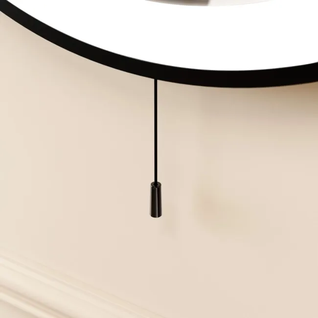 Delilah Battery Powered Black Framed Round Illuminated LED Mirror 500mm