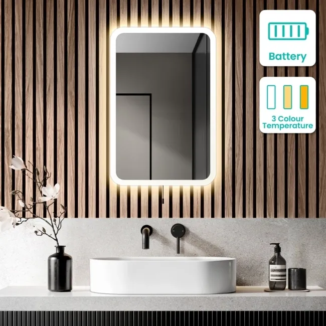 Jolie Battery Powered Illuminated LED Mirror 600x400mm