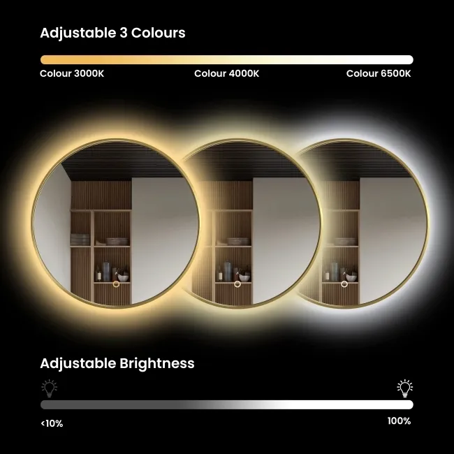 Nina Brushed Brass Backlit Illuminated LED Mirror 700x1200mm