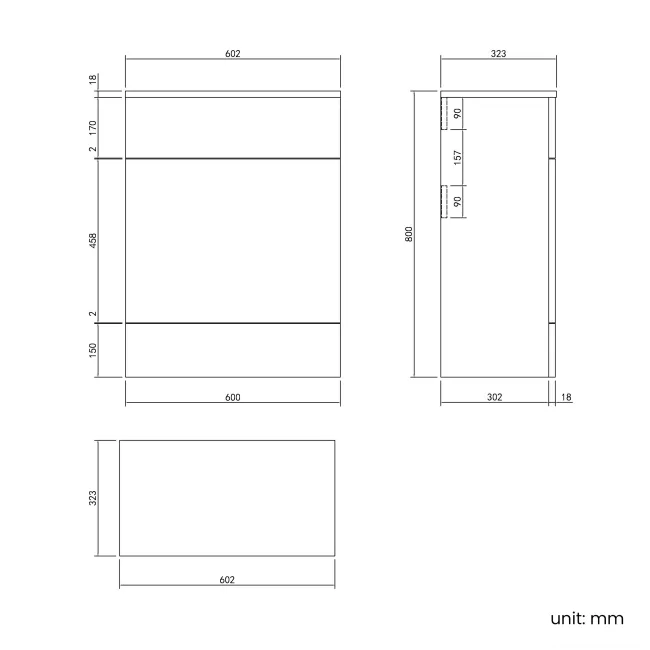 100% Waterproof - Harper Gloss White PVC Back To Wall Toilet Unit 600mm