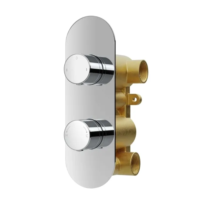 Ballina Premium Ceiling Chrome Round Thermostatic Shower Set - 400mm Head & Hand Shower