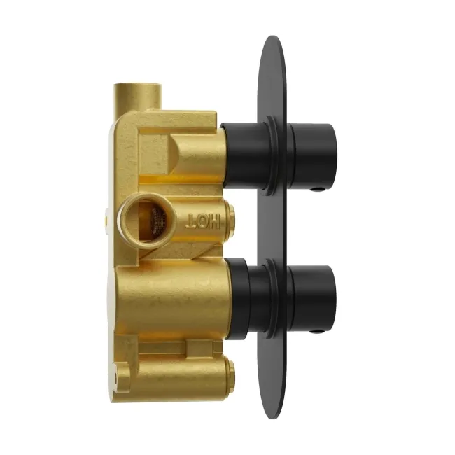 Ballina Premium Ceiling Matt Black Round Thermostatic Shower Set - 400mm Head