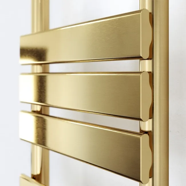 Santorini Electric Brushed Brass Flat Panel Heated Towel Rail 1200x600mm