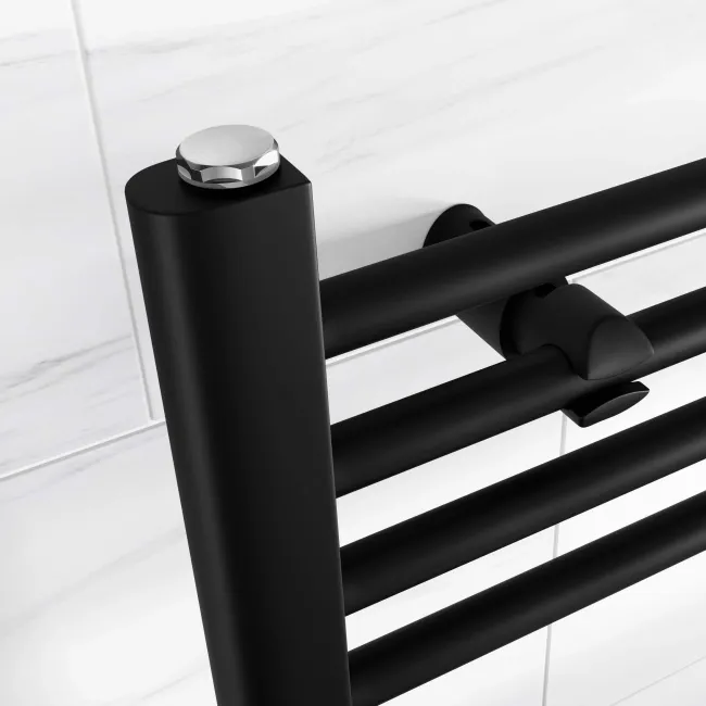 Barcelona Electric Matt Black Straight Heated Towel Rail 1400x500mm
