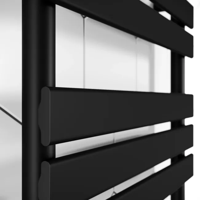 Santorini Electric Matt Black Flat Panel Heated Towel Rail 1400x450mm