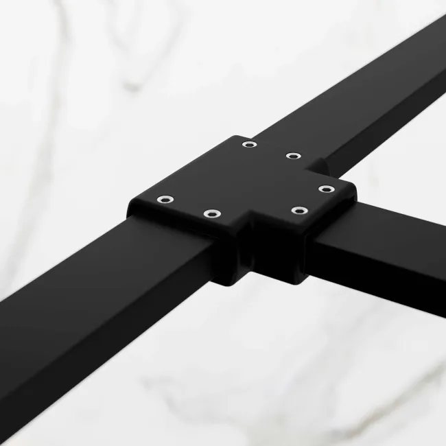 Munich Matt Black Grid 8mm Walk In Shower Enclosure 1400mm & 900mm Glass with Pivotal Return Panel