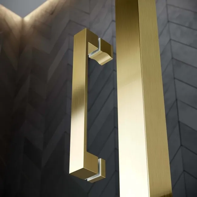 Hamburg Brushed Brass Easy Clean 8mm Sliding Shower Enclosure 1100x800mm - Easy Fix