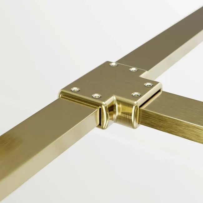 Munich Brushed Brass Framed 8mm Walk In Shower Enclosure 700mm & 700mm Glass with Return Panel