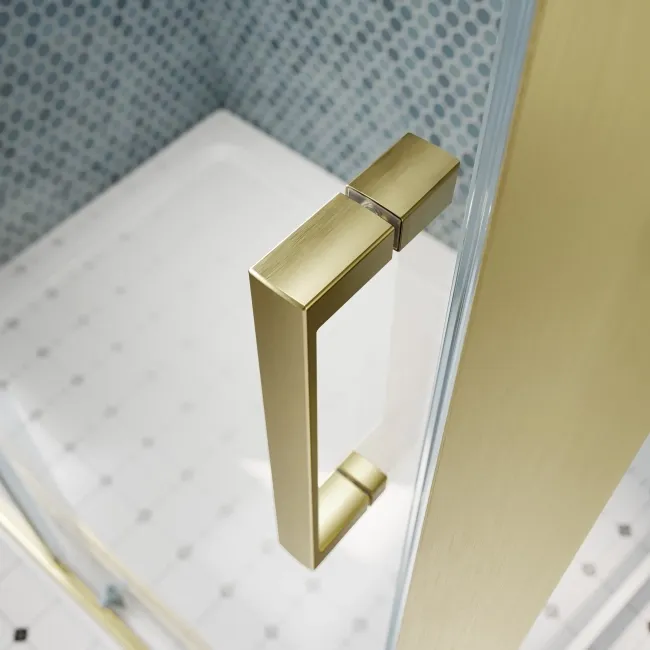 London Brushed Brass 6mm Sliding Shower Enclosure 1100x700mm
