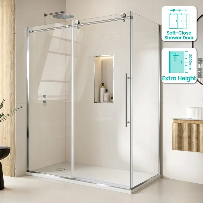 Prague 8mm Soft Closing Sliding Shower Enclosure 1500x700mm