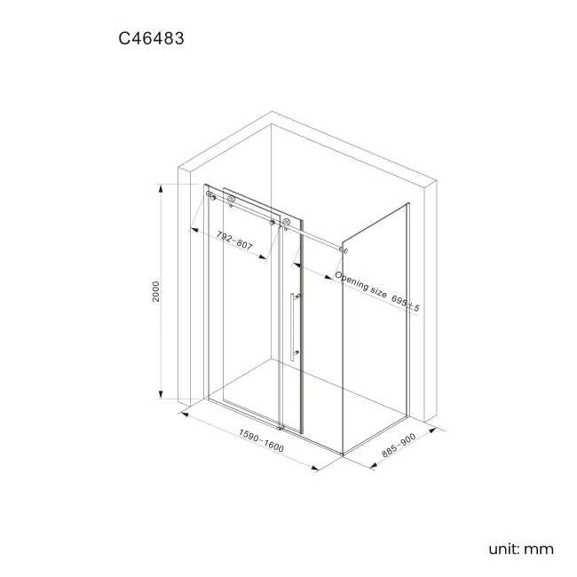 Prague 8mm Soft Closing Sliding Shower Enclosure 1600x900mm