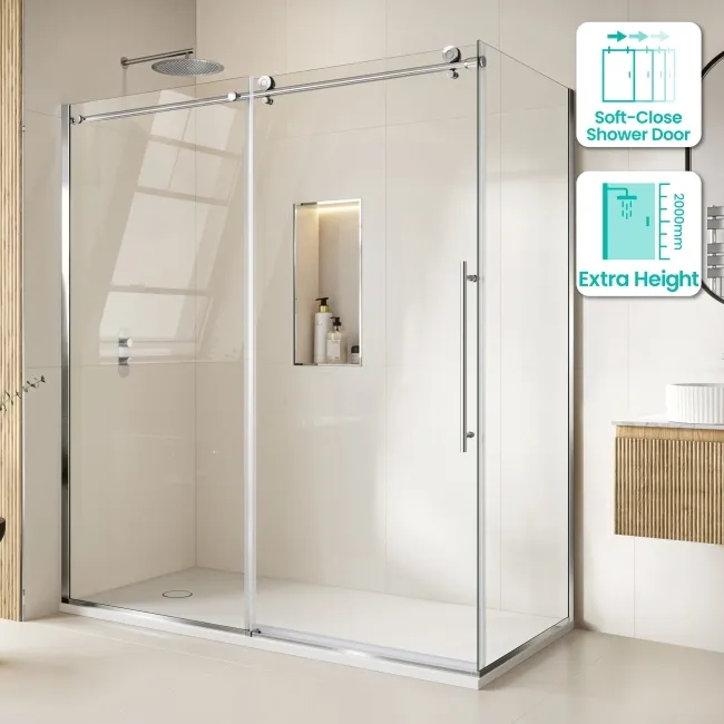 Prague 8mm Soft Closing Sliding Shower Enclosure 1800x800mm