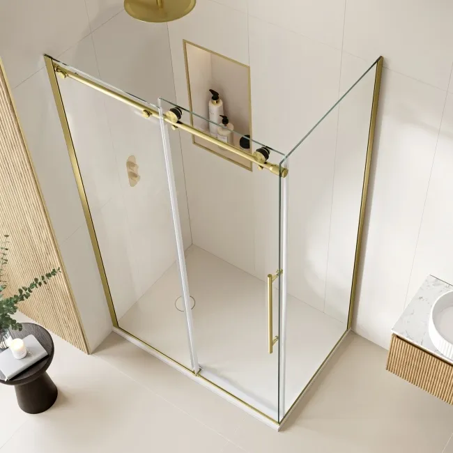 Prague Brushed Brass 8mm Sliding Shower Enclosure 1200x700mm