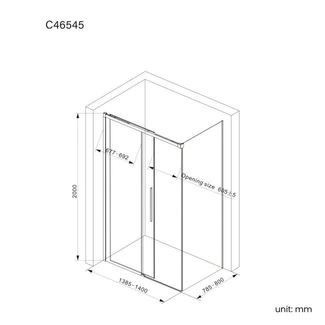 Lisbon Matt Black 8mm Sliding Shower Enclosure 1400x800mm