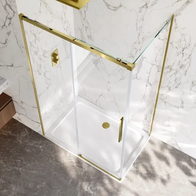 Lisbon Brushed Brass 8mm Sliding Shower Enclosure 1200x900mm