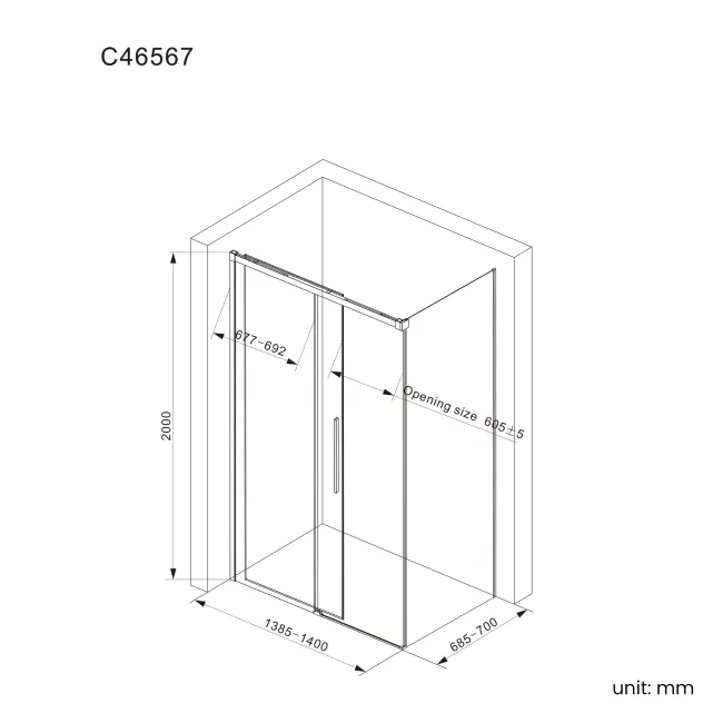 Lisbon Brushed Brass 8mm Sliding Shower Enclosure 1400x700mm