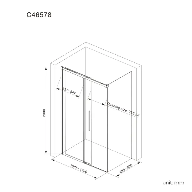 Lisbon Brushed Brass 8mm Sliding Shower Enclosure 1700x900mm