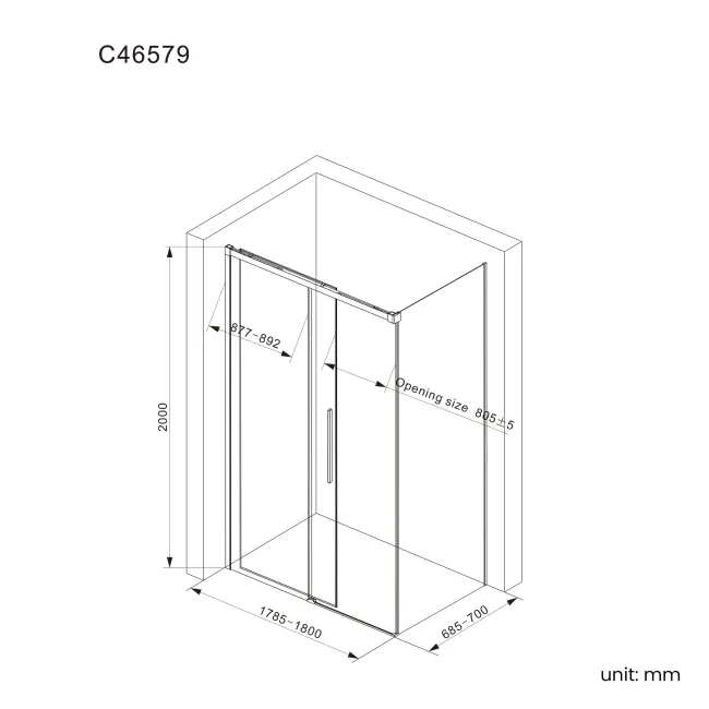 Lisbon Brushed Brass 8mm Sliding Shower Enclosure 1800x700mm