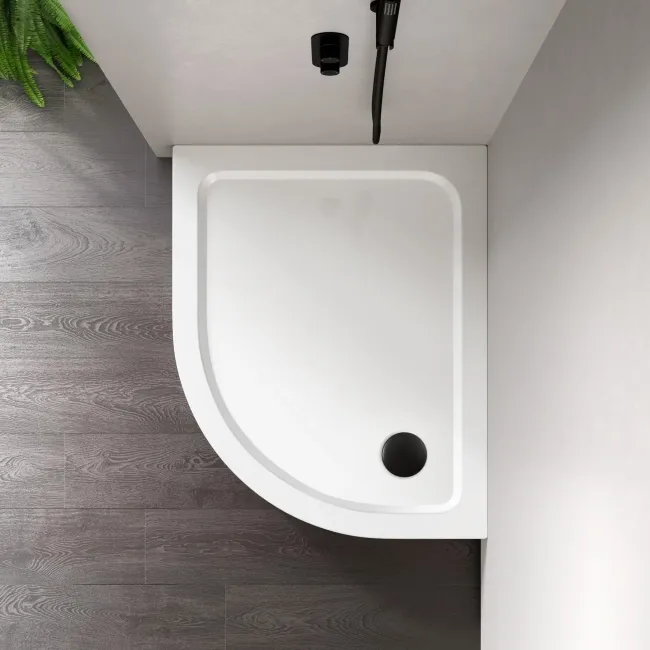 London Offset Quadrant Stone Shower Tray 1000x800mm - Right Handed & Riser Kit