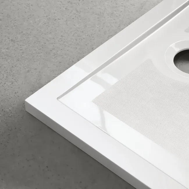 Doha Quadrant Gloss White Anti-Slip Stone Shower Tray 800x800mm & Riser Kit
