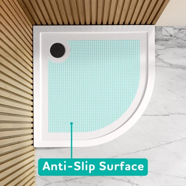 Doha Quadrant Gloss White Anti-Slip Stone Shower Tray 900x900mm & Riser Kit