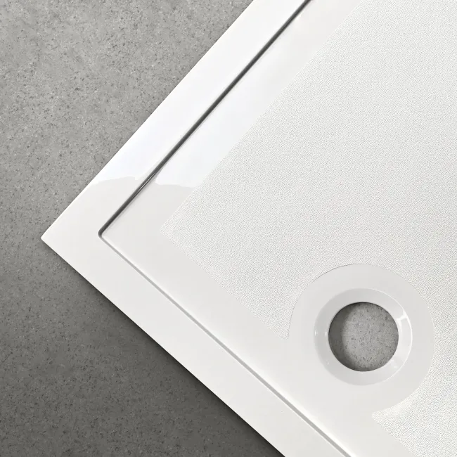 Doha Quadrant Gloss White Anti-Slip Stone Shower Tray 900x900mm & Riser Kit
