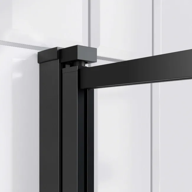 Abingdon 1700 Roll Top Shower Bath - Black Ball Feet & 6mm Easy Clean Matt Black Grid Screen