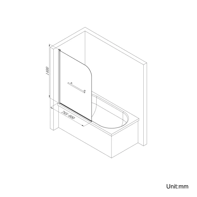 Stafford 1500x700 Shower Bath & 4mm Screen with Rail