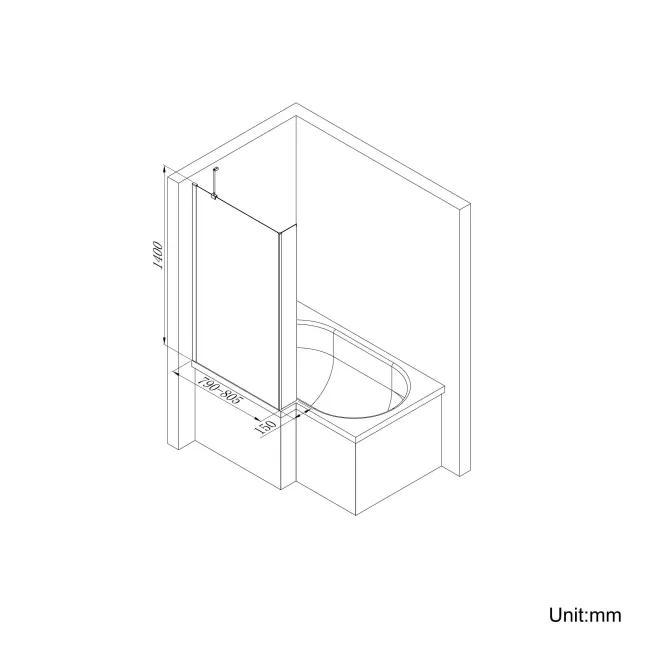 L Shaped 1700 Shower Bath & 4mm Fixed Screen - Left Handed